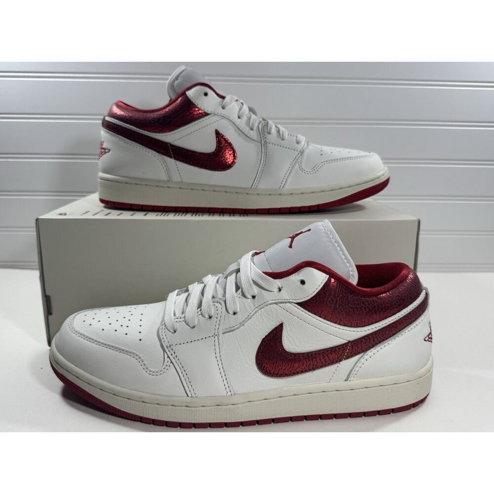 Nike Air Jordan 1 Low SE Shoes "Cracked Ruby" Sail Red HJ9338-106 Womens 12.0